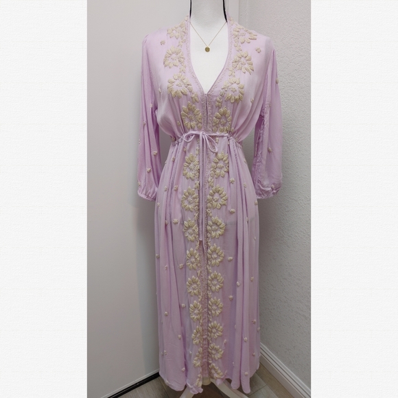 Free People Dresses & Skirts - Free People Lilac Blossom Embroidered Dress Size S